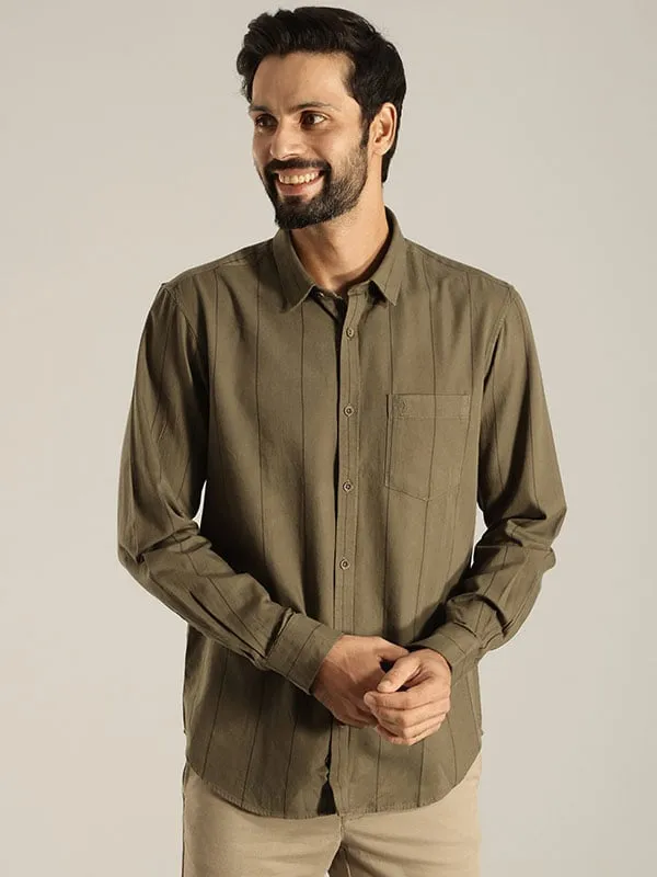 Men Striped Full Sleeve Cotton Shirt