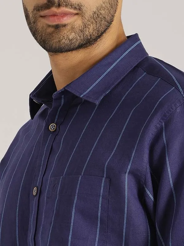 Men Striped Full Sleeve Linen Blend Shirt