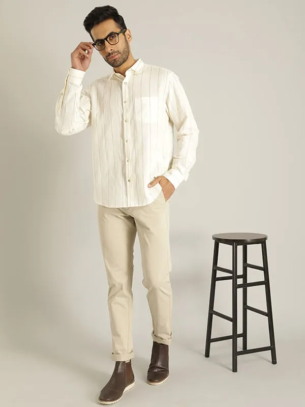 Men Striped Full Sleeve Linen Blend Shirt