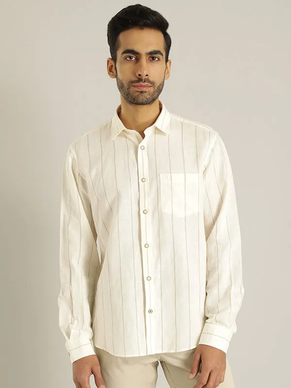 Men Striped Full Sleeve Linen Blend Shirt