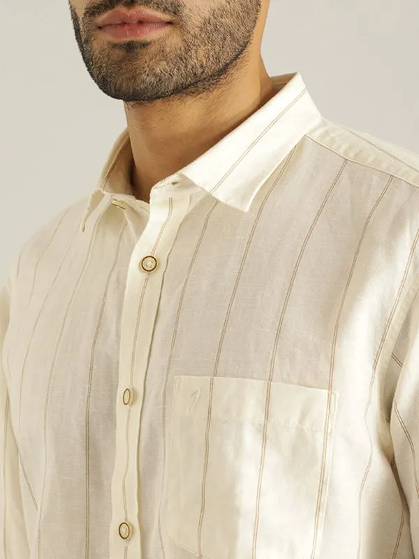 Men Striped Full Sleeve Linen Blend Shirt