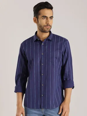 Men Striped Full Sleeve Linen Blend Shirt