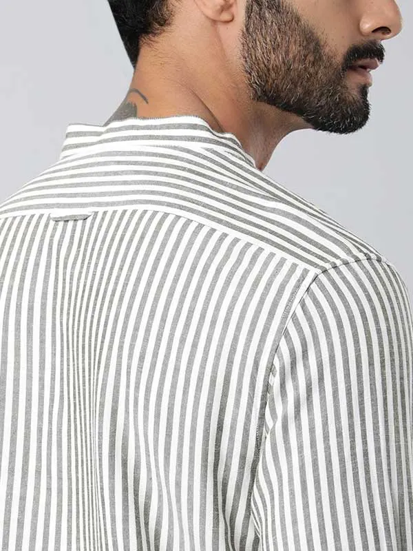 Men Striped Full Sleeve Viscose Blend Shirt