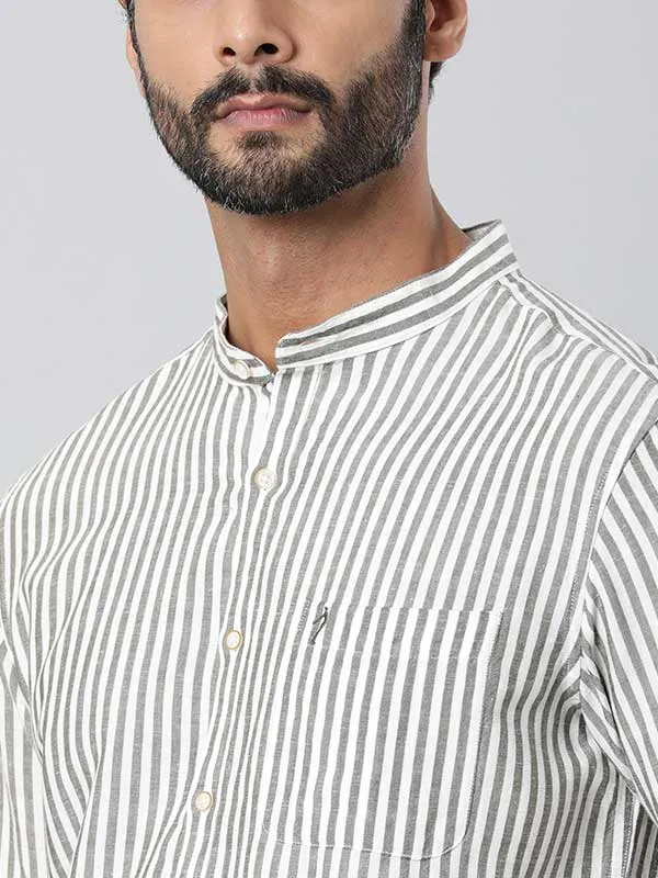 Men Striped Full Sleeve Viscose Blend Shirt