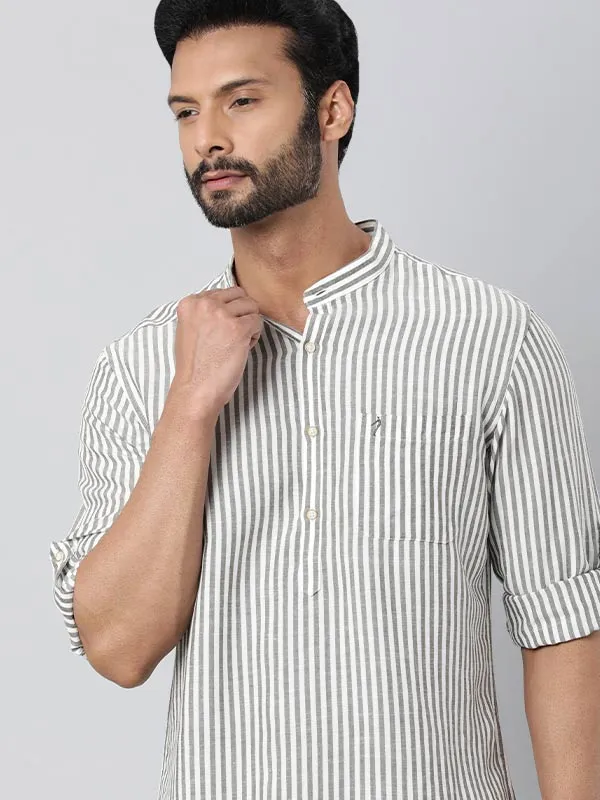 Men Striped Full Sleeve Viscose Blend Shirt