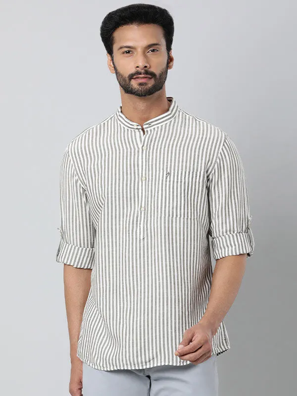 Men Striped Full Sleeve Viscose Blend Shirt