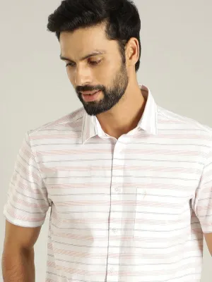 Men Striped Half Sleeve Cotton Blend Shirt