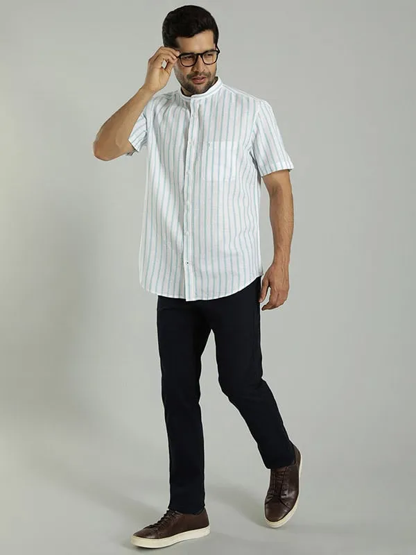 Men Striped Half Sleeve Cotton Blend Shirt