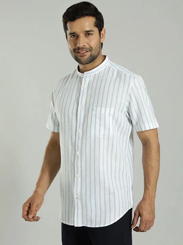 Men Striped Half Sleeve Cotton Blend Shirt