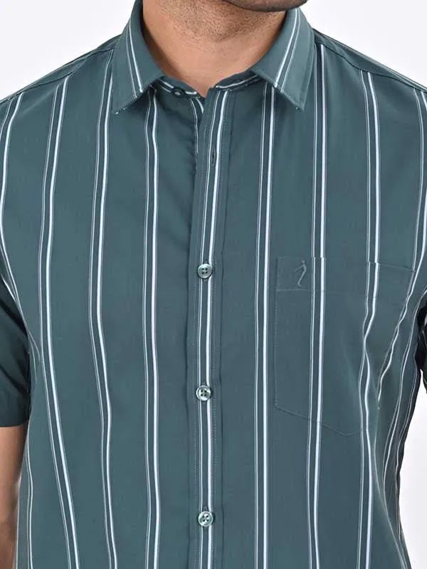 Men Striped Half Sleeve Cotton Blend Shirt