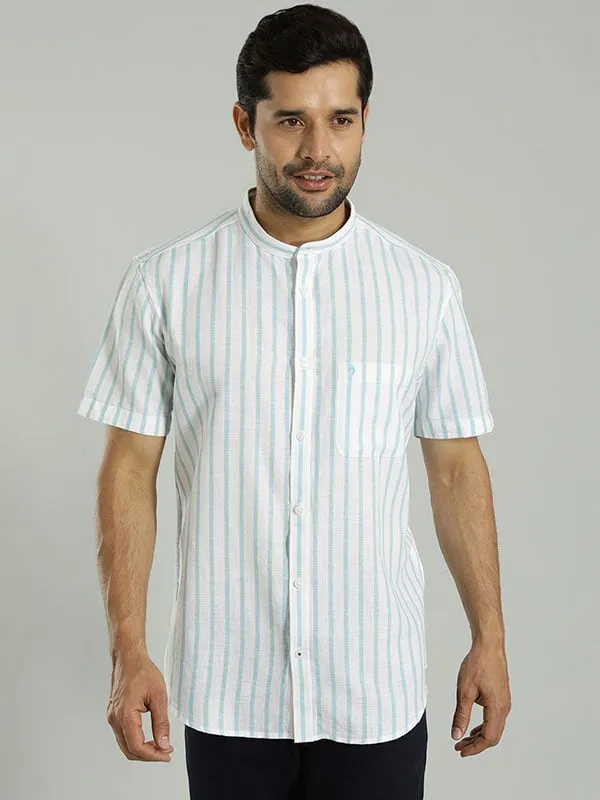 Men Striped Half Sleeve Cotton Blend Shirt