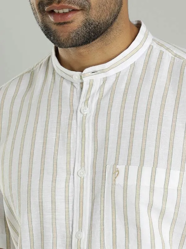 Men Striped Half Sleeve Cotton Blend Shirt