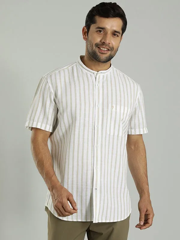 Men Striped Half Sleeve Cotton Blend Shirt