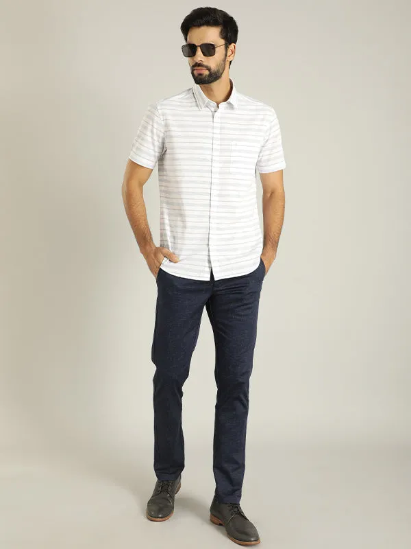 Men Striped Half Sleeve Cotton Blend Shirt