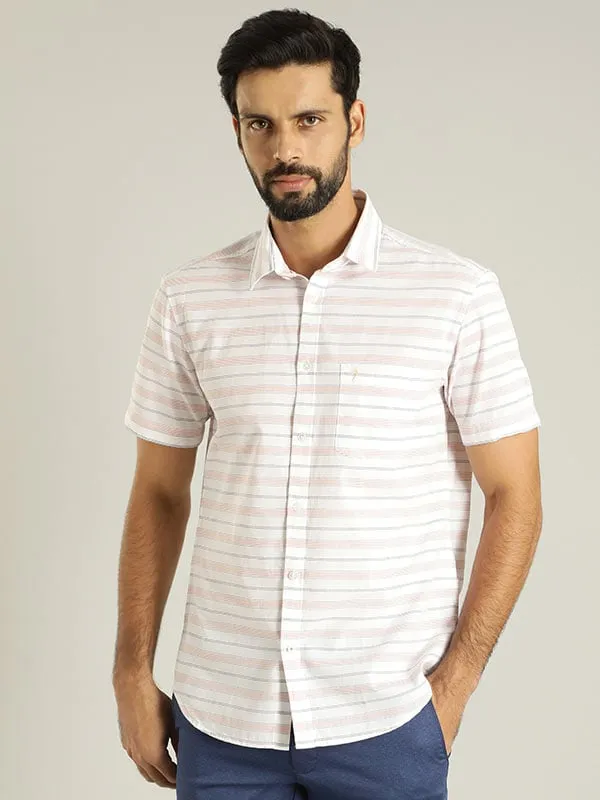 Men Striped Half Sleeve Cotton Blend Shirt