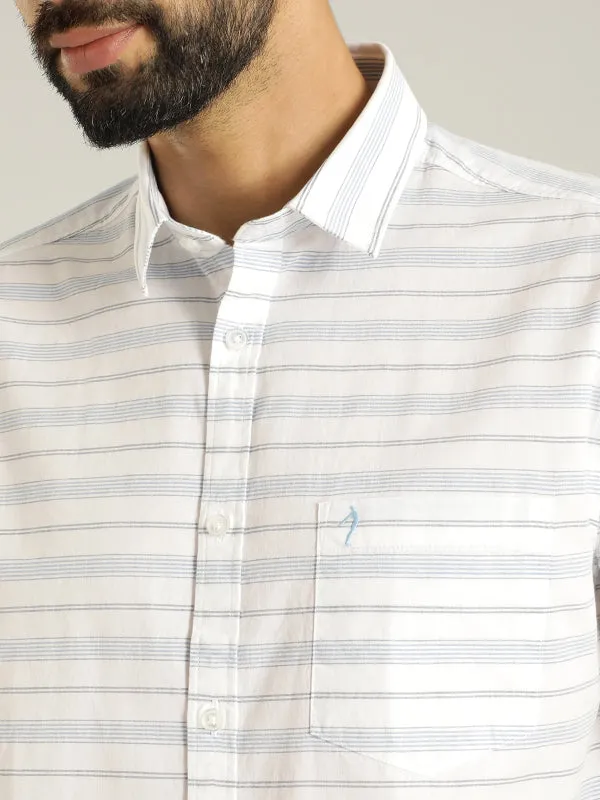 Men Striped Half Sleeve Cotton Blend Shirt