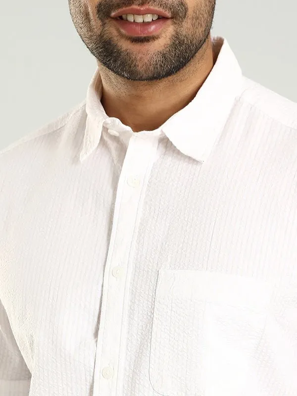 Men Striped Half Sleeve Cotton Shirt