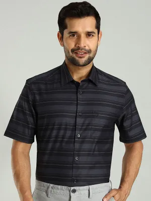 Men Striped Half Sleeve Cotton Shirt
