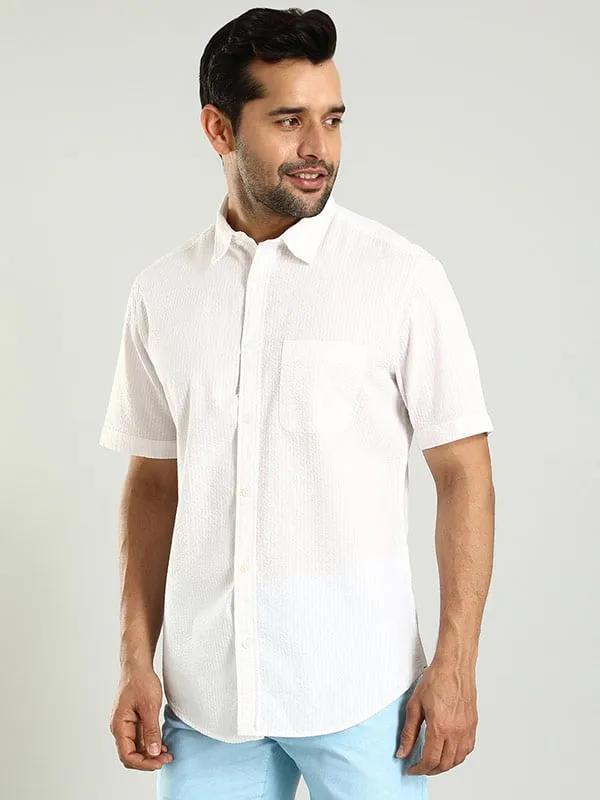 Men Striped Half Sleeve Cotton Shirt