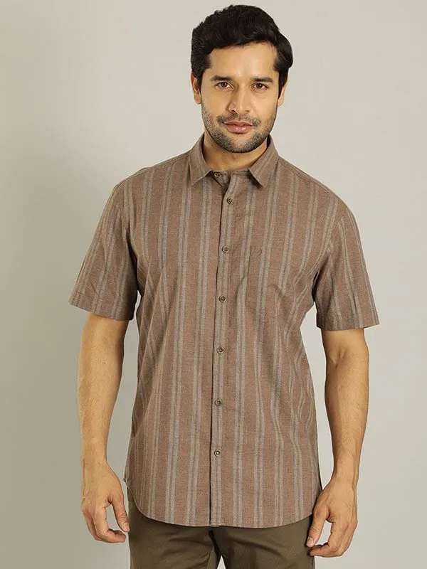 Men Striped Half Sleeve Cotton Shirt