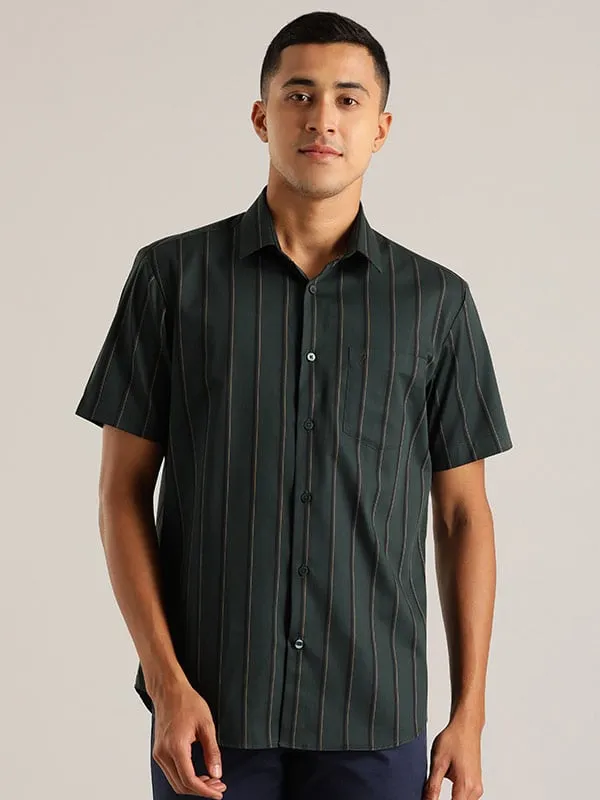 Men Striped Half Sleeve Cotton Shirt