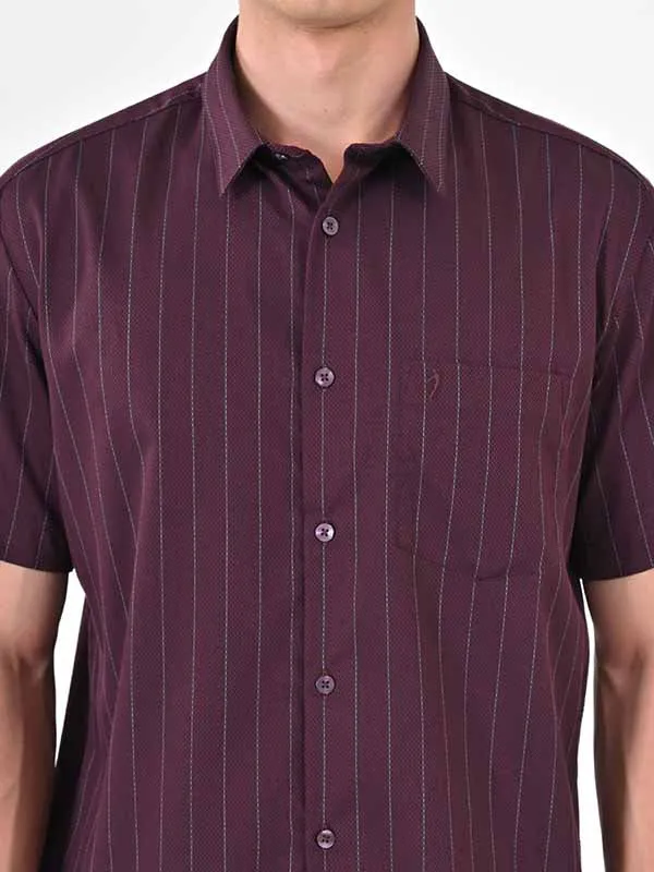 Men Striped Half Sleeve Cotton Shirt