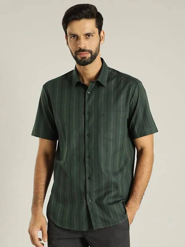 Men Striped Half Sleeve Cotton Shirt