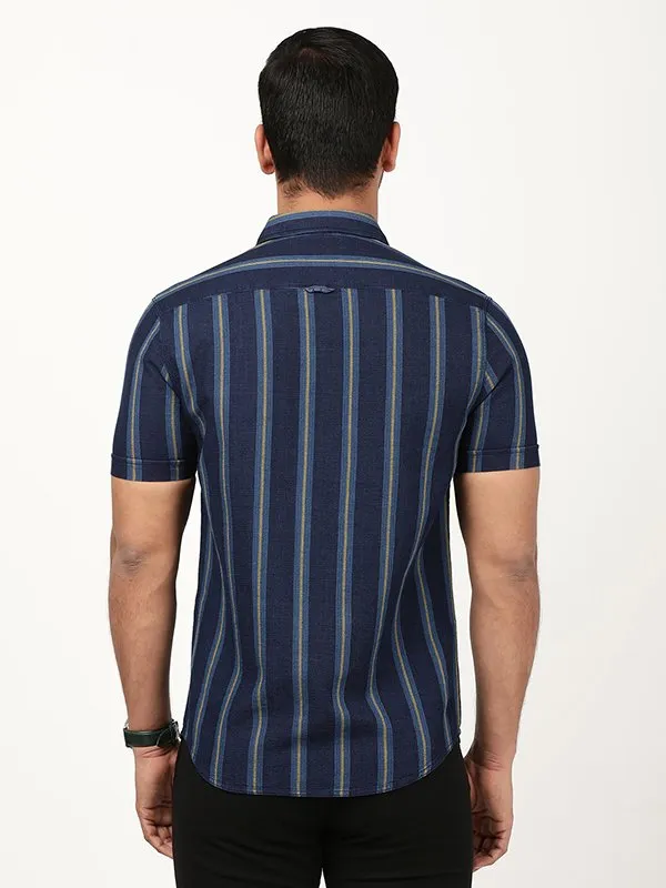 Men Striped Half Sleeve Cotton Shirt