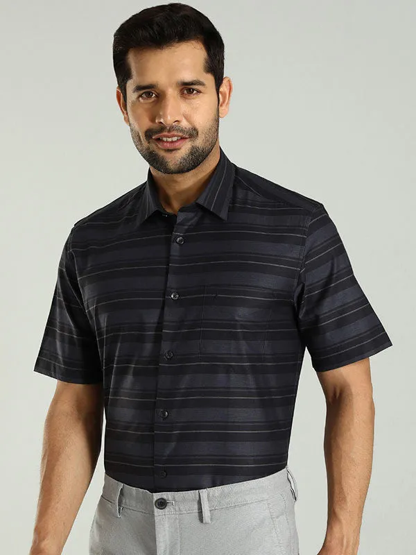 Men Striped Half Sleeve Cotton Shirt
