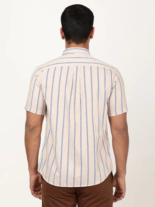 Men Striped Half Sleeve Cotton Shirt