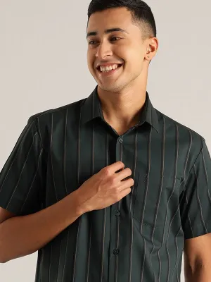 Men Striped Half Sleeve Cotton Shirt
