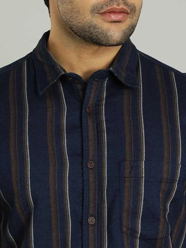Men Striped Half Sleeve Cotton Shirt