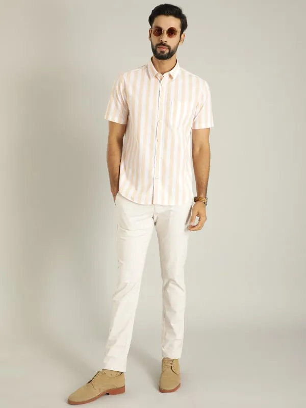 Men Striped Half Sleeve Cotton Shirt