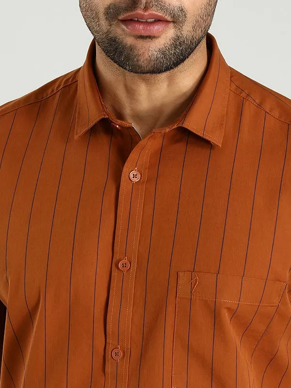 Men Striped Half Sleeve Cotton Shirt