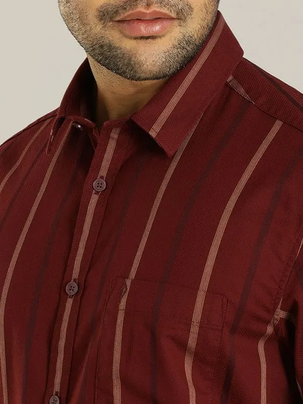 Men Striped Half Sleeve Cotton Shirt