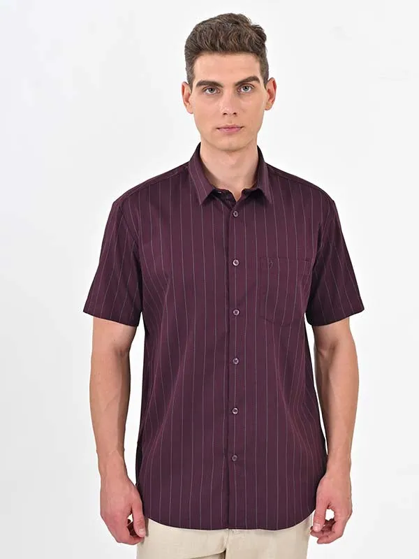 Men Striped Half Sleeve Cotton Shirt