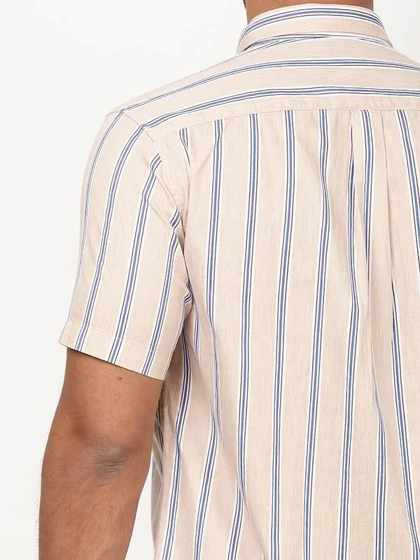 Men Striped Half Sleeve Cotton Shirt