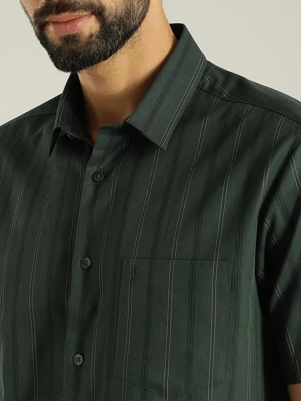 Men Striped Half Sleeve Cotton Shirt