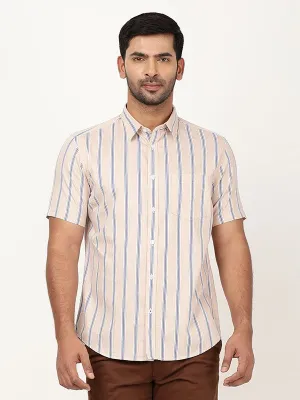 Men Striped Half Sleeve Cotton Shirt