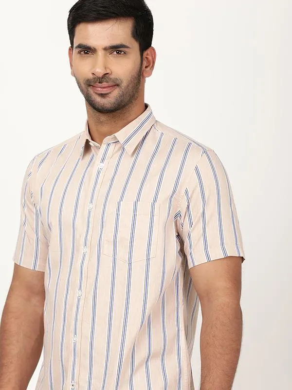 Men Striped Half Sleeve Cotton Shirt