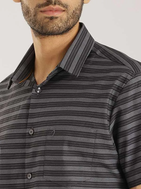 Men Striped Half Sleeve Cotton Shirt