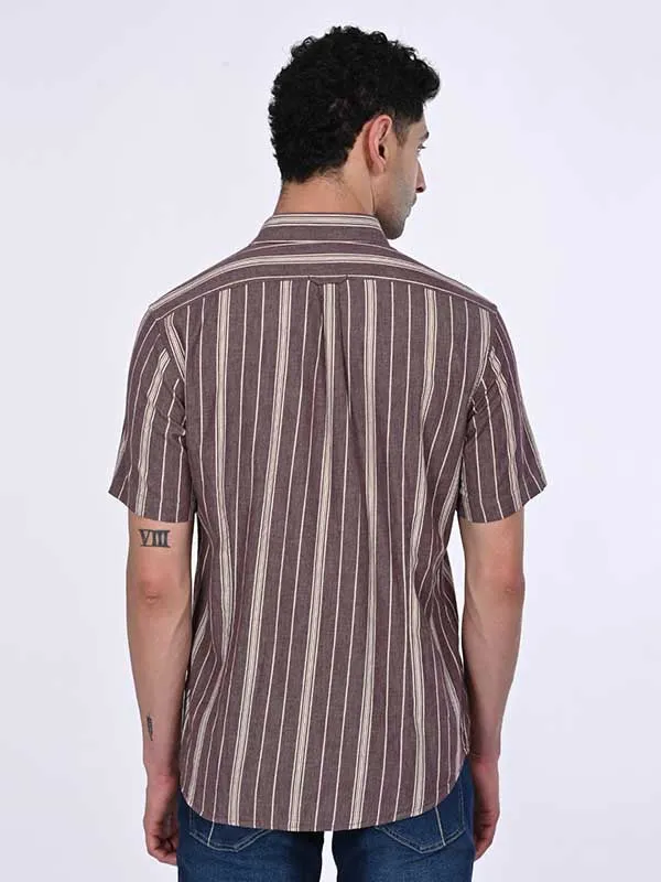 Men Striped Half Sleeve Cotton Shirt