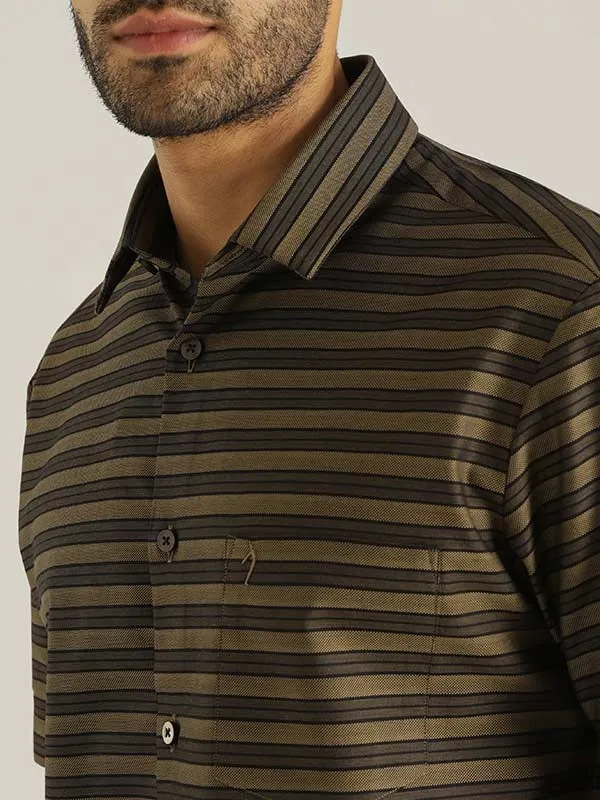 Men Striped Half Sleeve Cotton Shirt