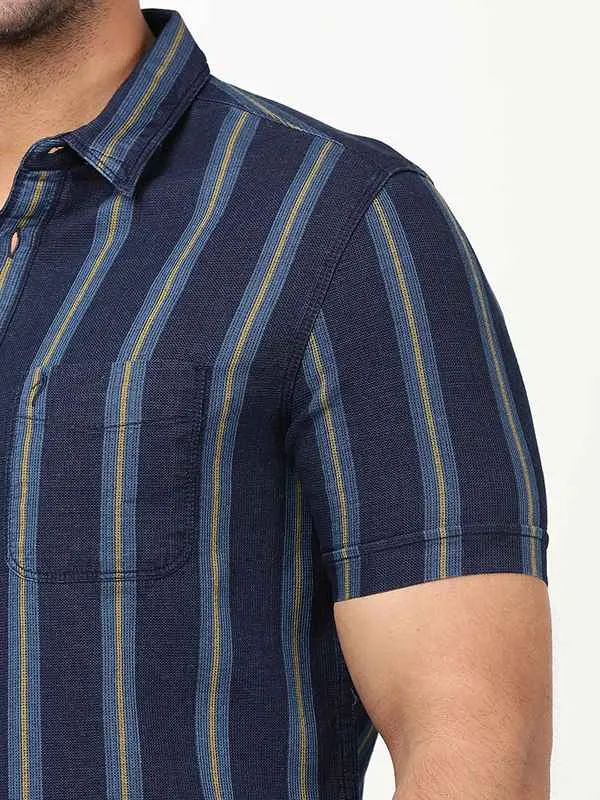 Men Striped Half Sleeve Cotton Shirt