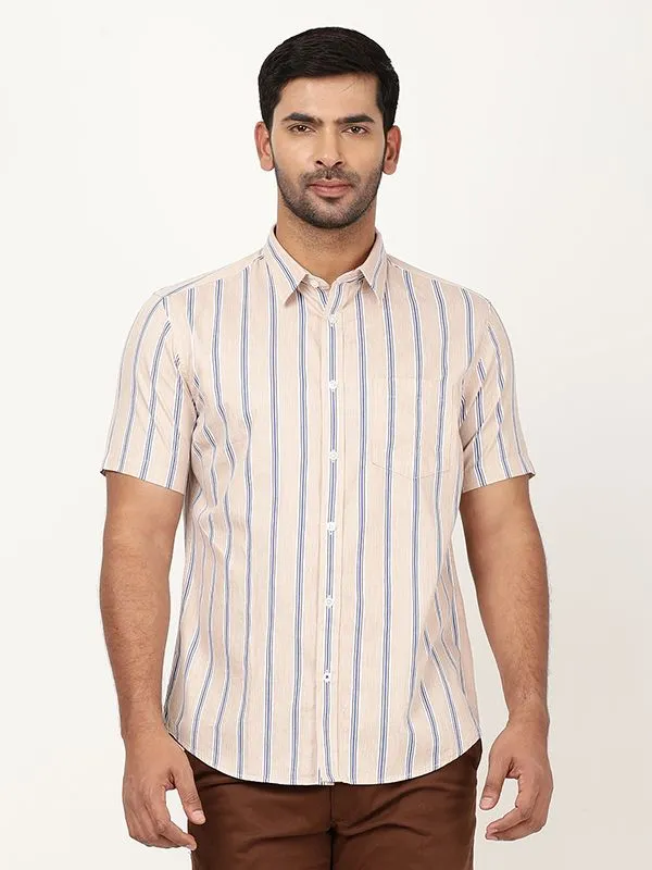 Men Striped Half Sleeve Cotton Shirt