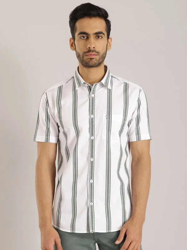 Men Striped Half Sleeve Cotton Shirt