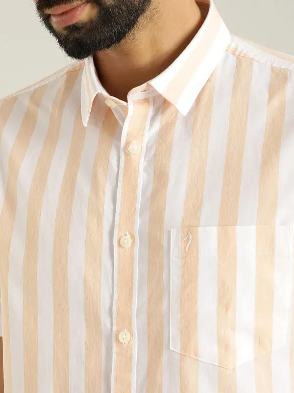 Men Striped Half Sleeve Cotton Shirt