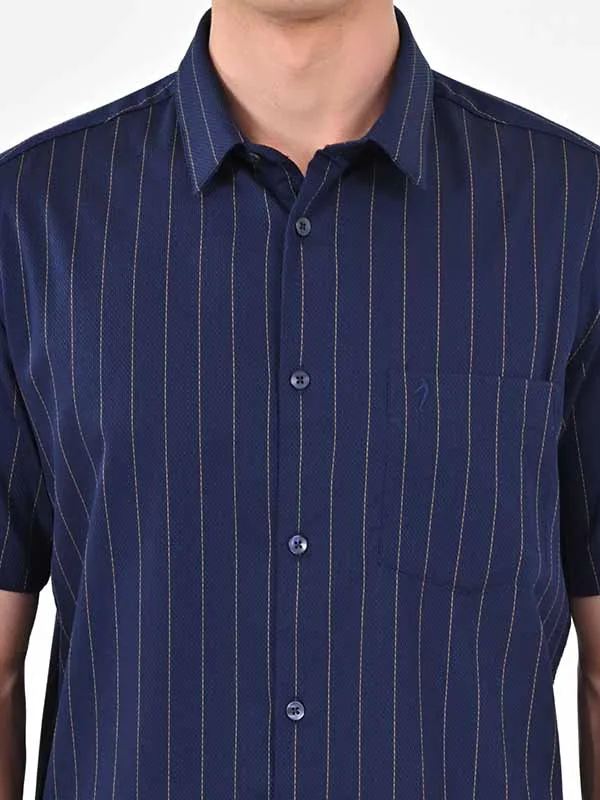 Men Striped Half Sleeve Cotton Shirt