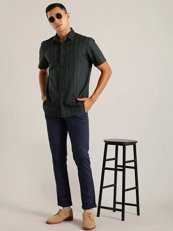 Men Striped Half Sleeve Cotton Shirt