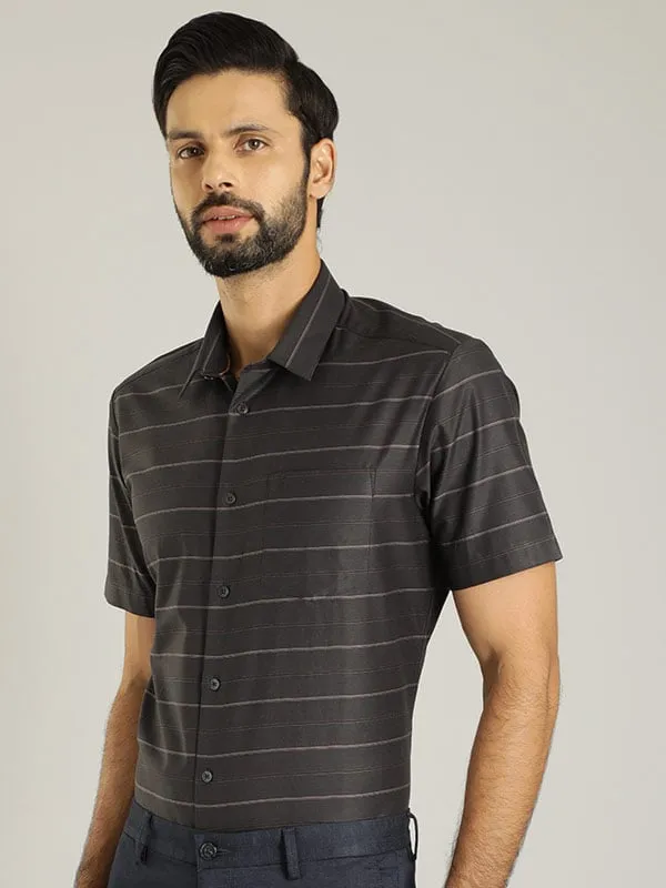 Men Striped Half Sleeve Cotton Shirt